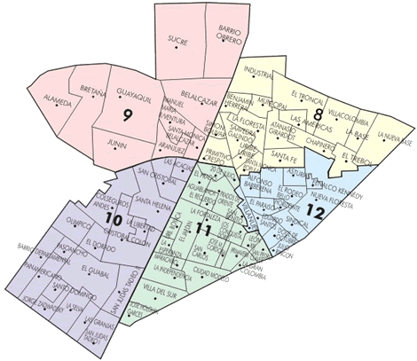 Mapa de Barrios y Comunas de la Ese Centro 